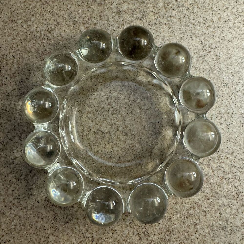 Vintage Boopie Bubble Glass Ashtray Clear Mid-Century Modern 5"